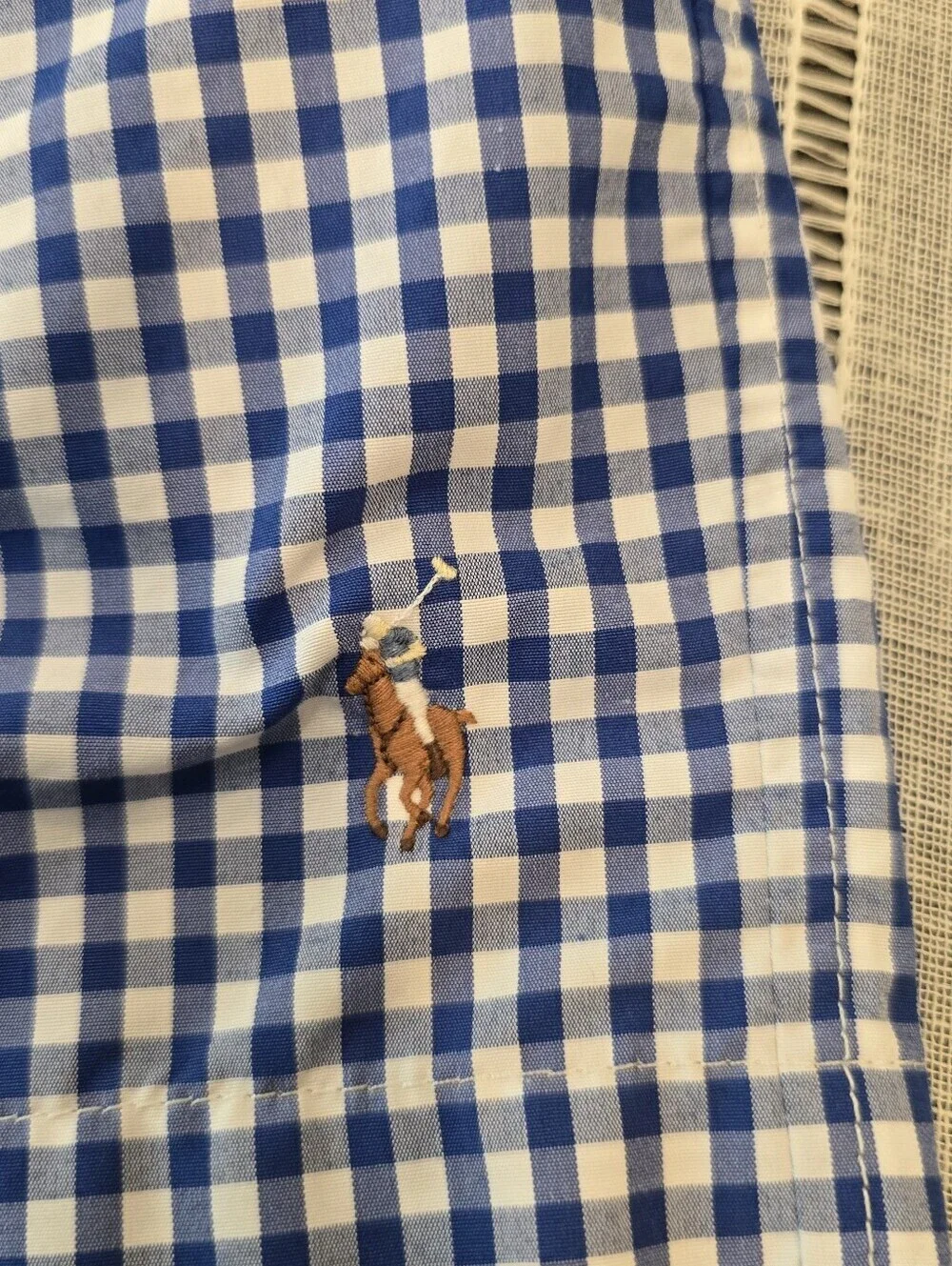 Polo Ralph Lauren Mens Gingham Swim Trunks Blue White 2xB
